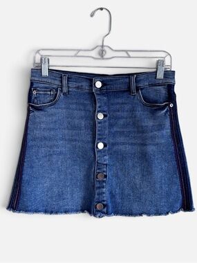 DL1961 Jenny Medium Wash Denim Button Front Raw Hem Mini Skirt Kids 16 Womens XS